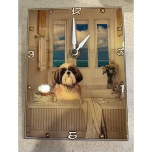Shih Tzu in the tub Clock - Lea Alboher - 8x6